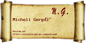 Micheli Gergő névjegykártya